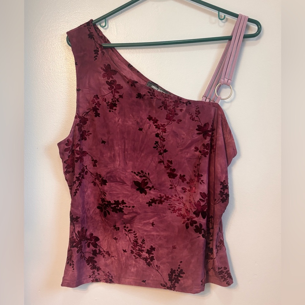 Urban Outfitters Mauve Floral One-Shoulder Camisole